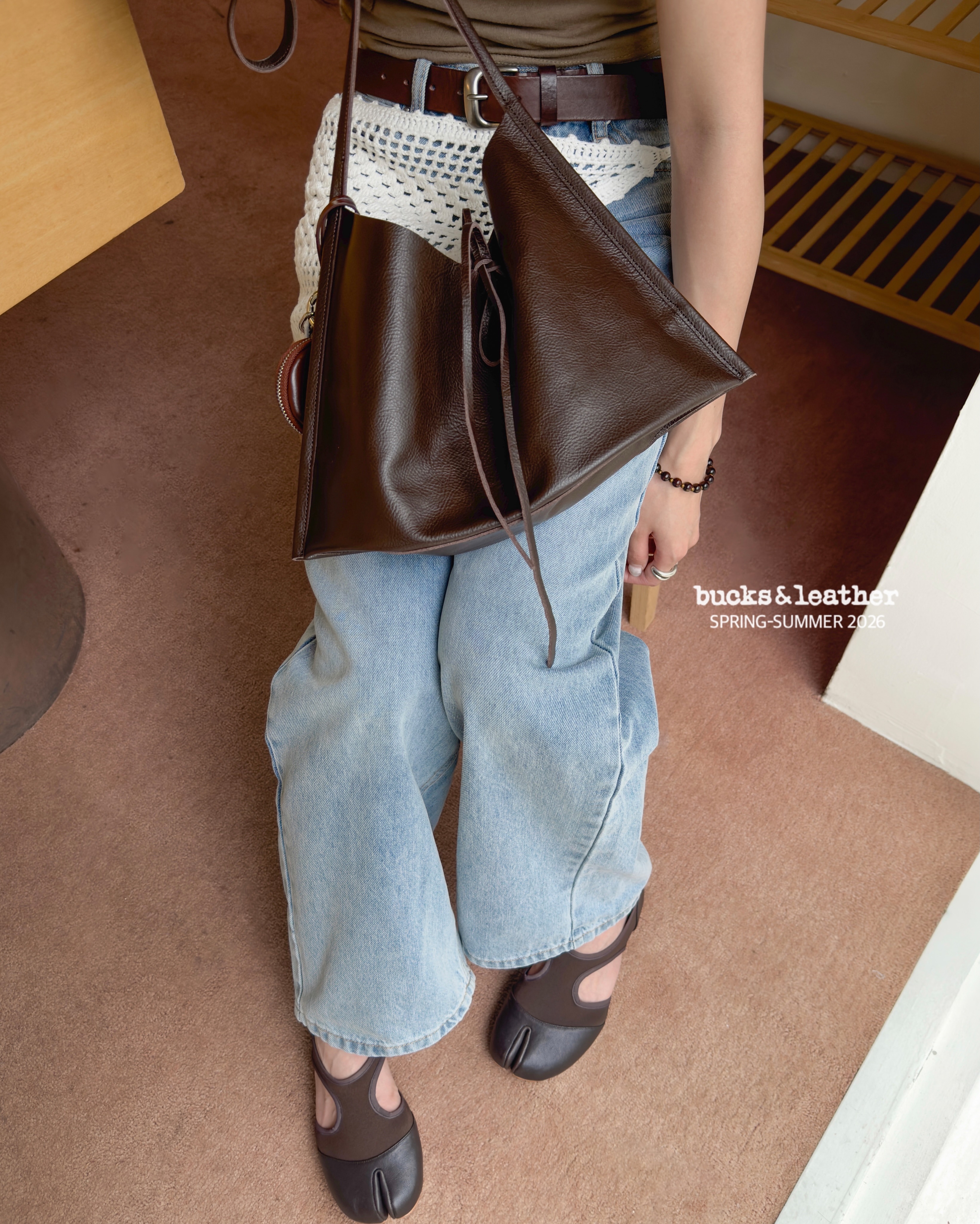 【26SS 】預訂_Flat Cross Bag By Bucks & leather