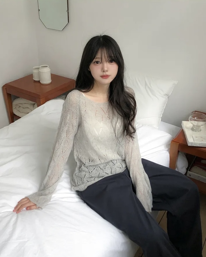 Boat Neck Sheer Knit Top