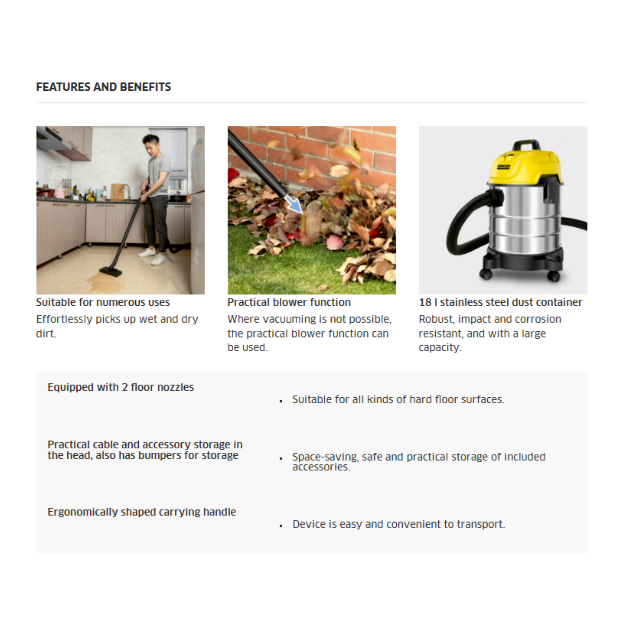 Karcher WD1 S Wet & Dry Vacuum Cleaner (WD1 S)