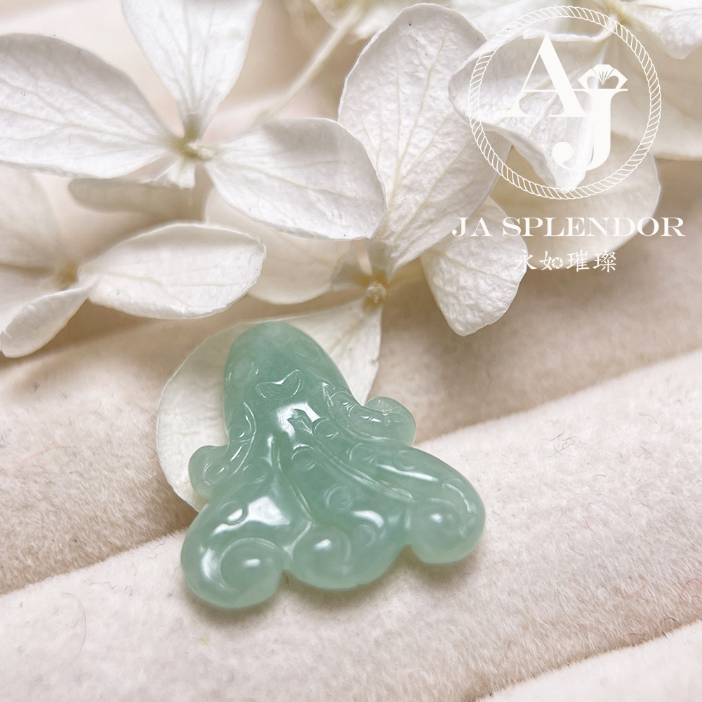 JN-3376 天然翡翠A玉-果綠八方來財八爪魚/章魚吊墜