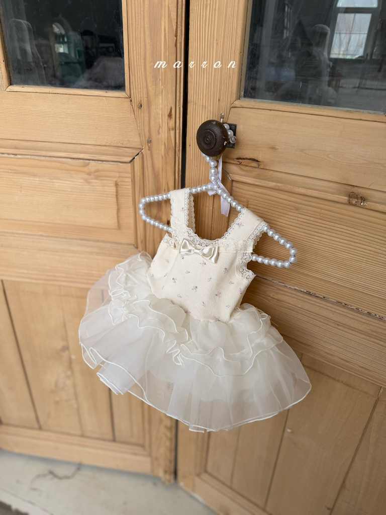 ☀️預訂 韓國直送☀️🇰🇷Marron兩色緞帶蕾絲薄紗背心包屁裙