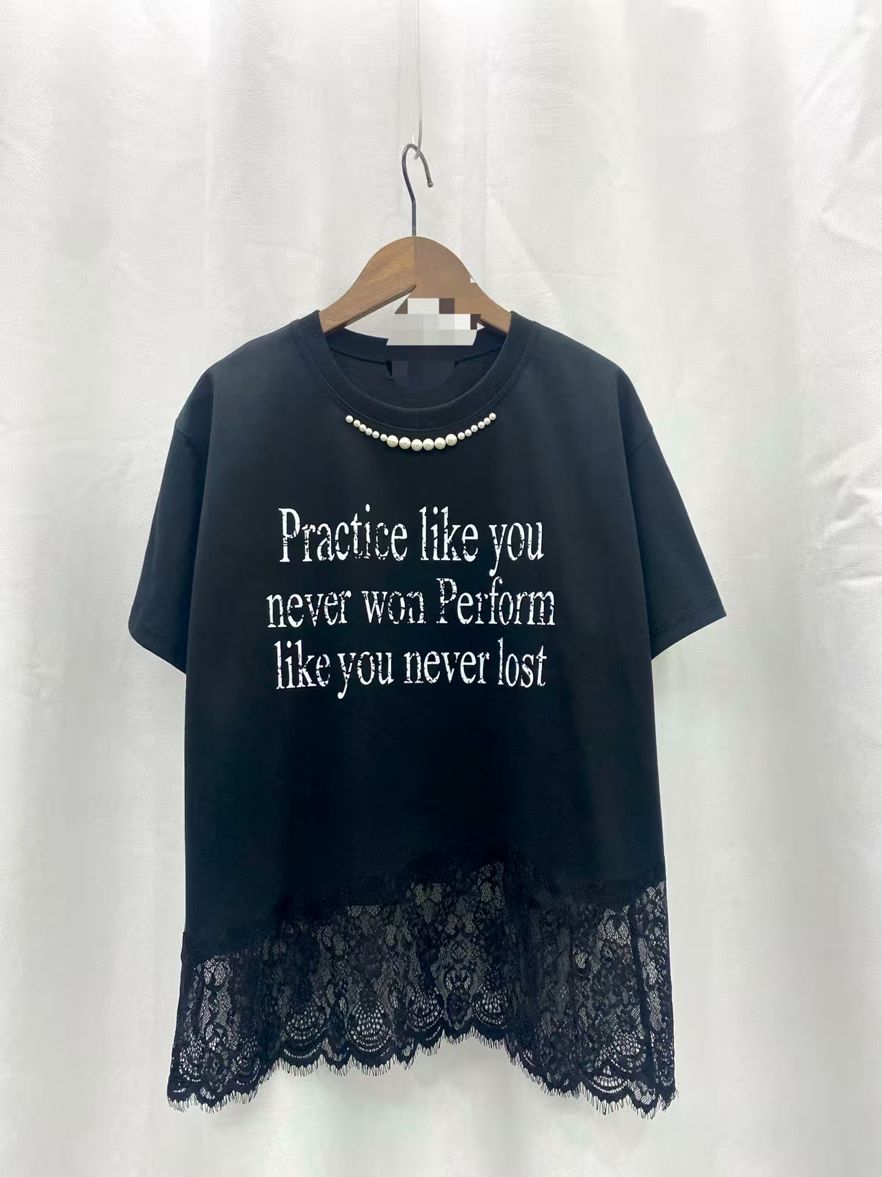 Lace 腳英文字Tee