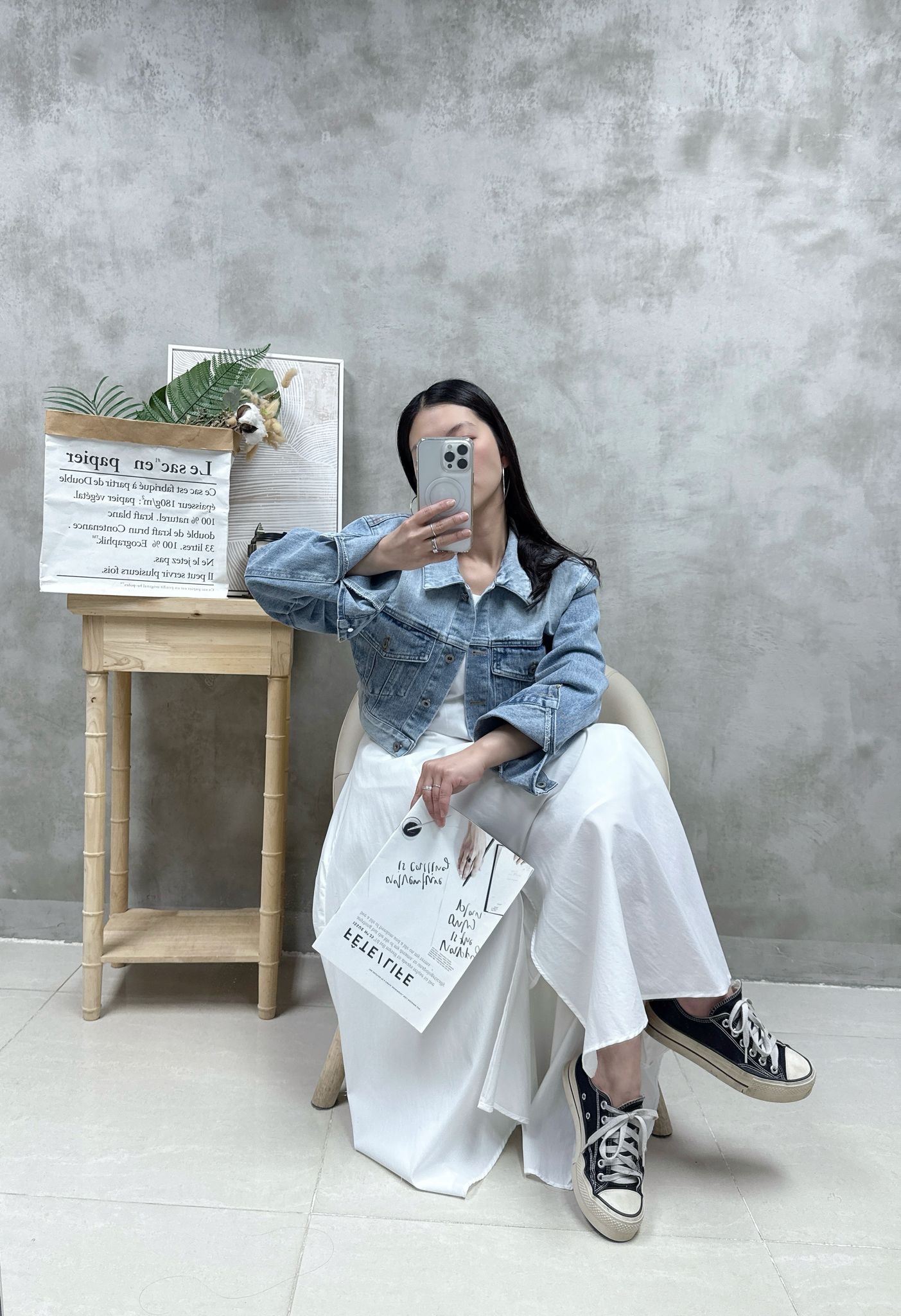 B01 後扣漸變色洗水牛仔外套