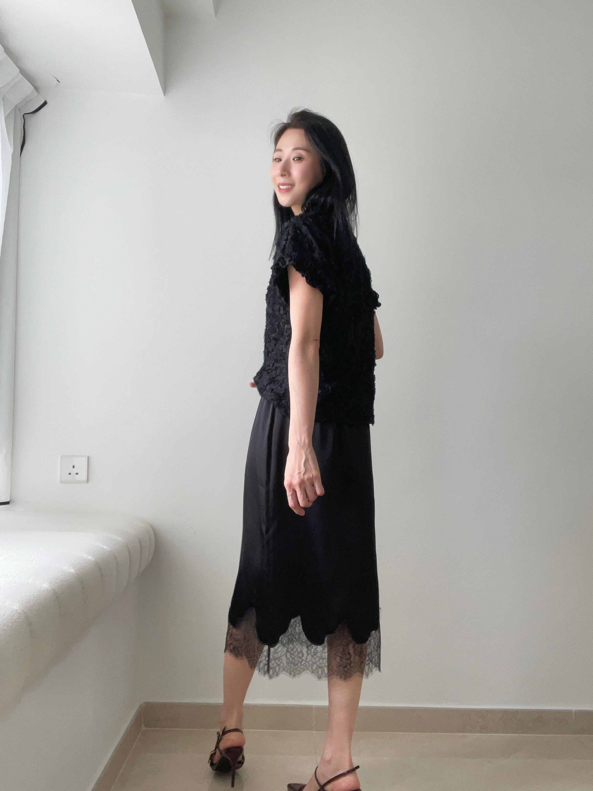 Feminine textured flower blouse