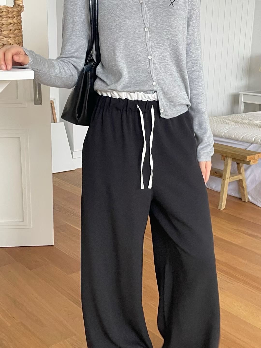 BOT02_09 撞色褲頭闊褲 (2色)