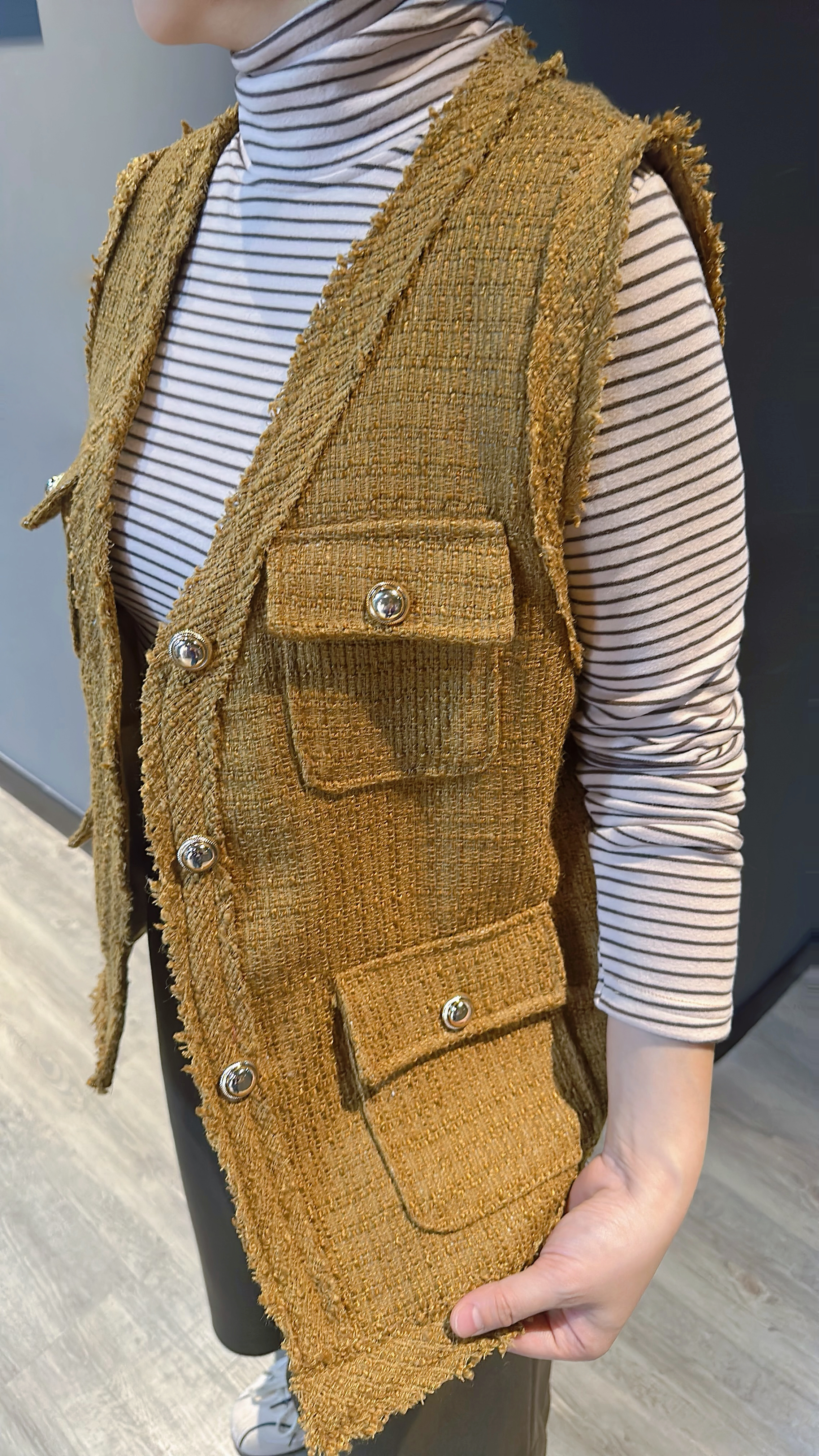 小香風背心外套(芥辣王色) （桃紅色）