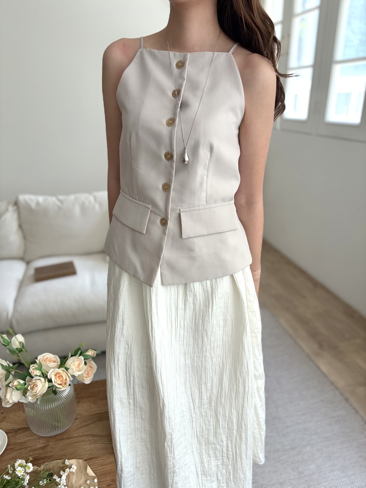 French Muse Vest Dress (Beige)