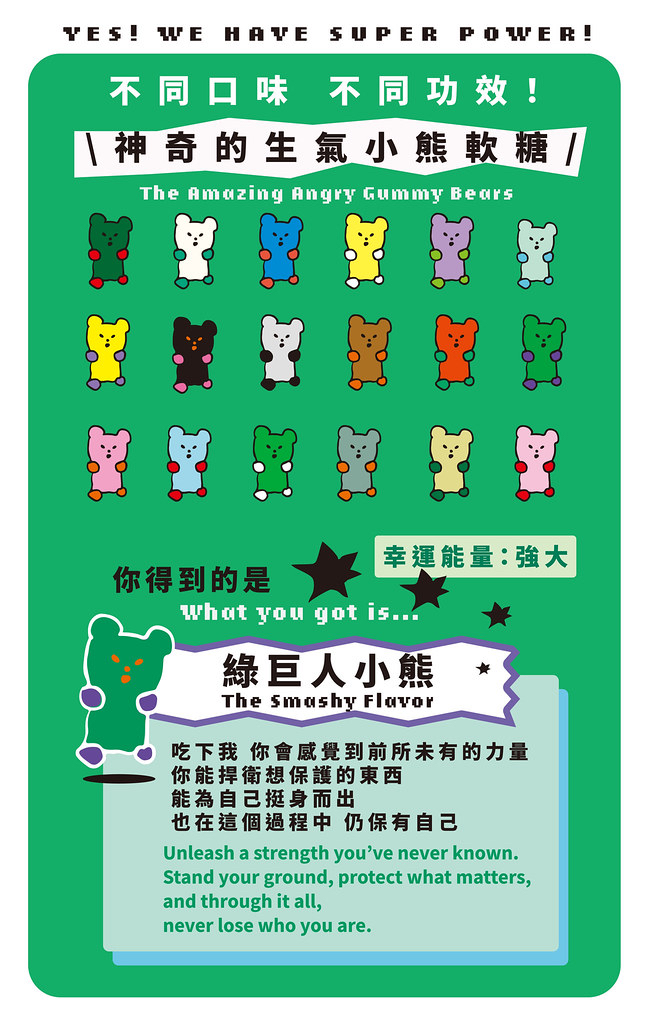 \ 有聲音 ! / 小熊軟糖生氣了 噗啾娃娃吊飾 綠巨人小熊 綠