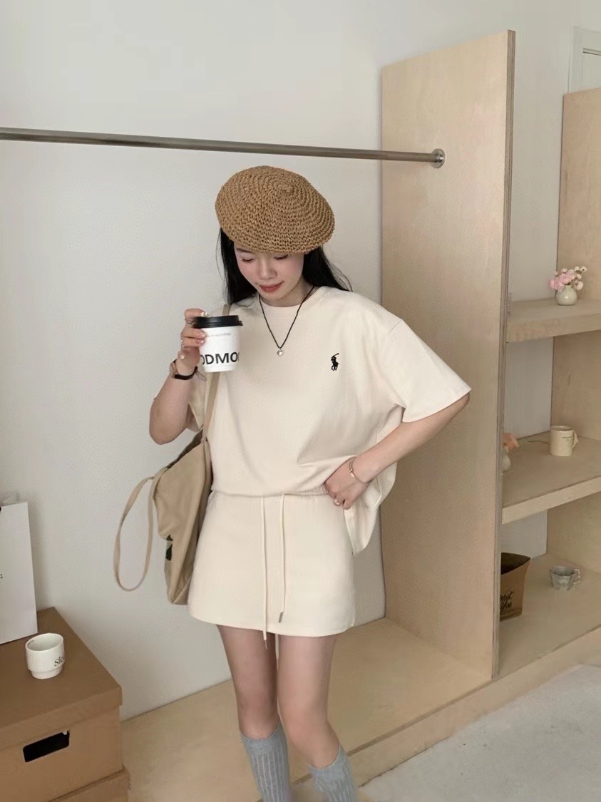 Polo Embroidery Roundneck Casual Shirt+Skirt Set 保罗刺绣休闲套装 (3 Colours)