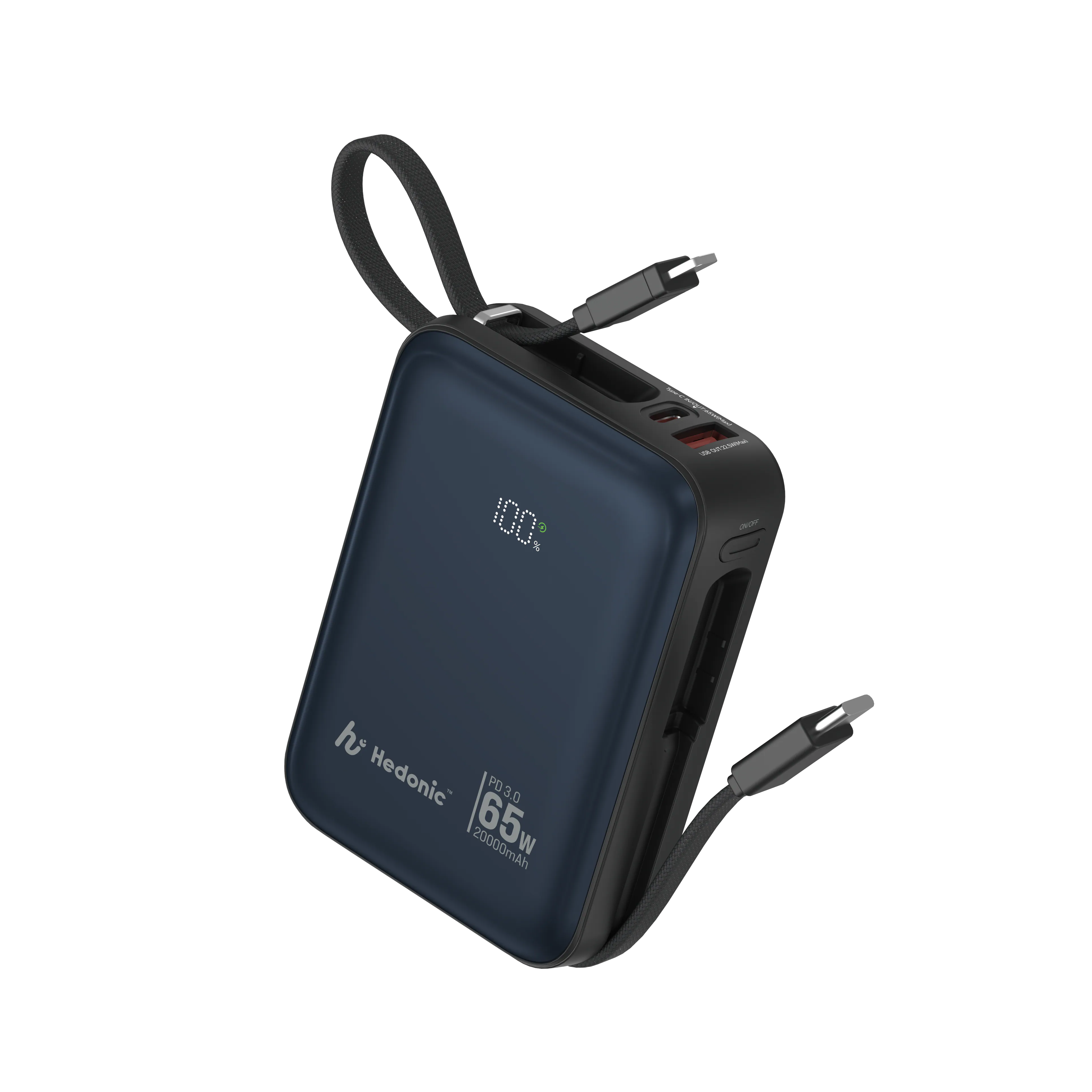 (CCC 認證(二維碼) ) Hedonic PD 3.0 65W Lightning & USB-C 20,000mAh CCC & QR Code, C11 自帶線移動電源：強悍電力，優雅隨行
