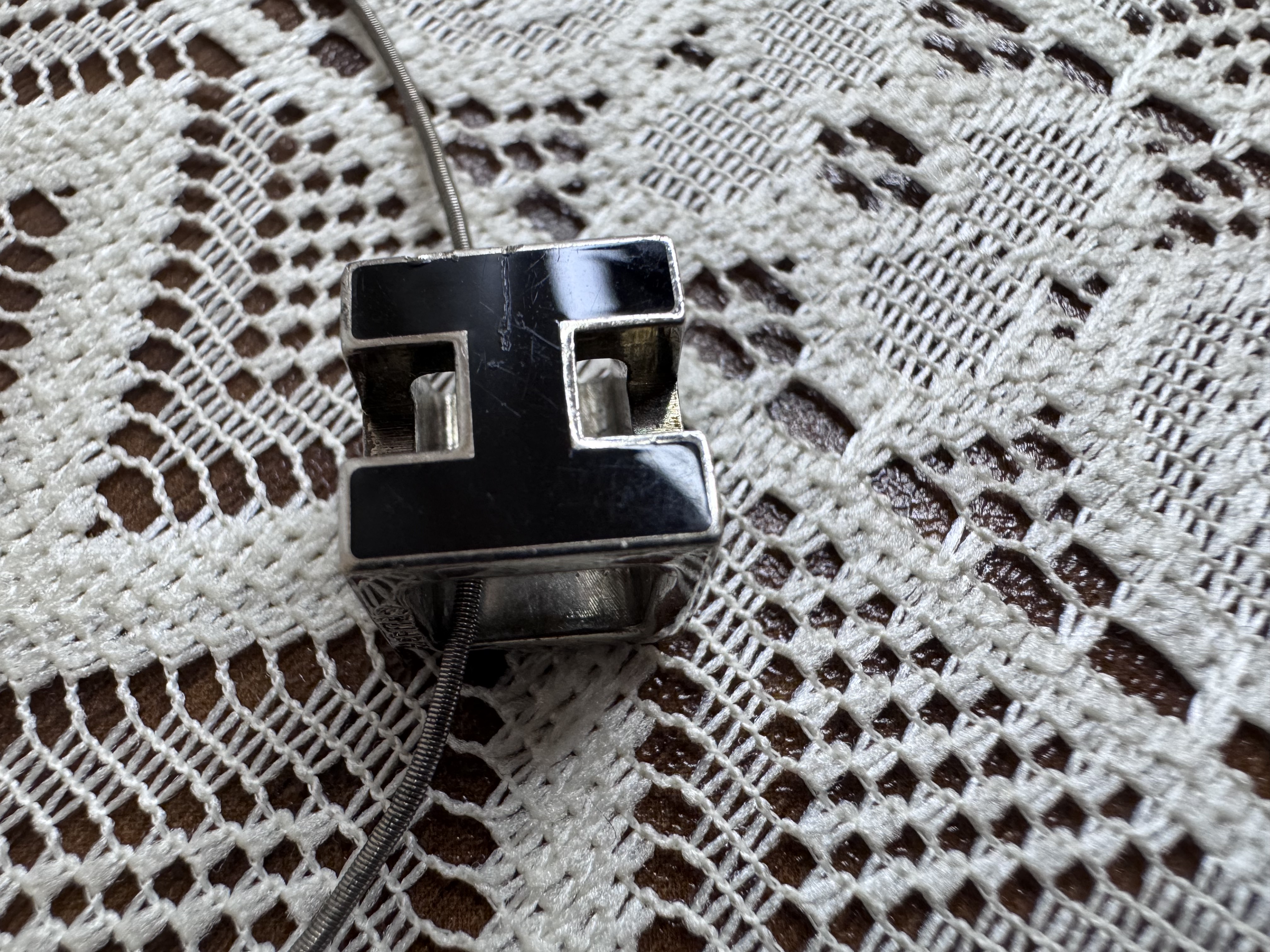 Hermes Lacquer Cage d'H Pendant Necklace
