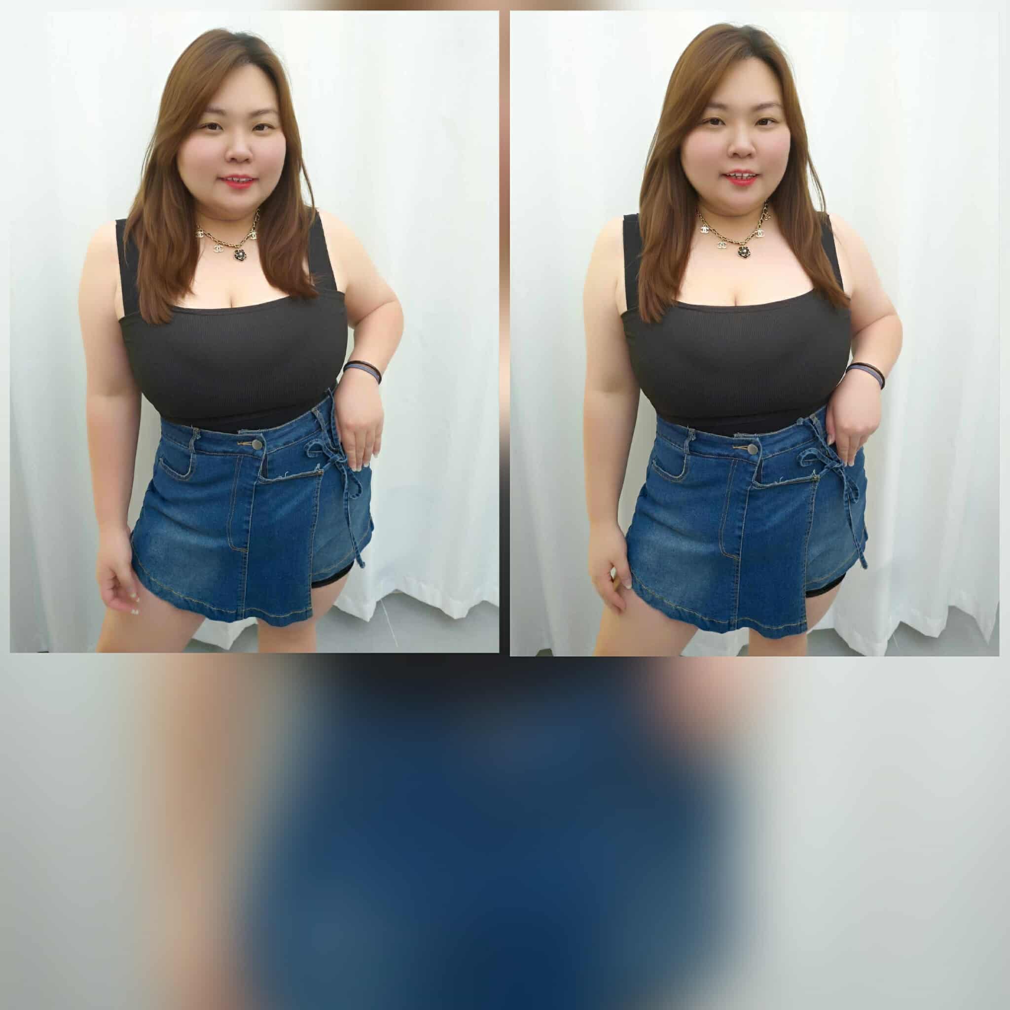 TW#1605 多层设计前裙后裤牛仔裤裙