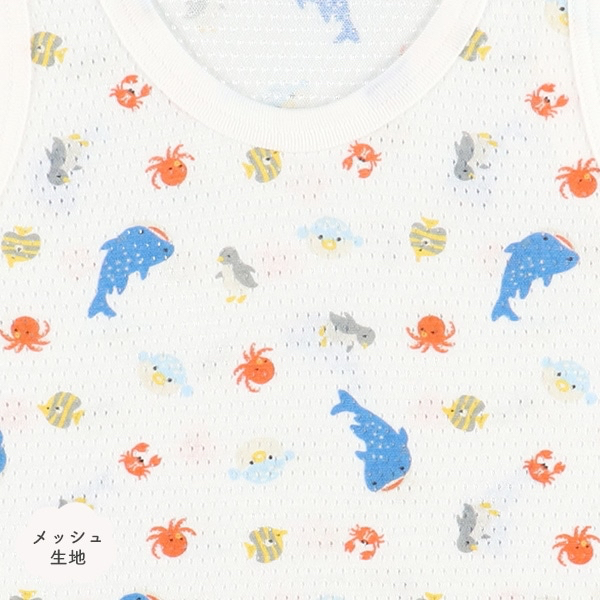 🇯🇵預訂 日本直送🇯🇵清爽材質海洋生物滿印純棉網眼背心包屁衣三件套