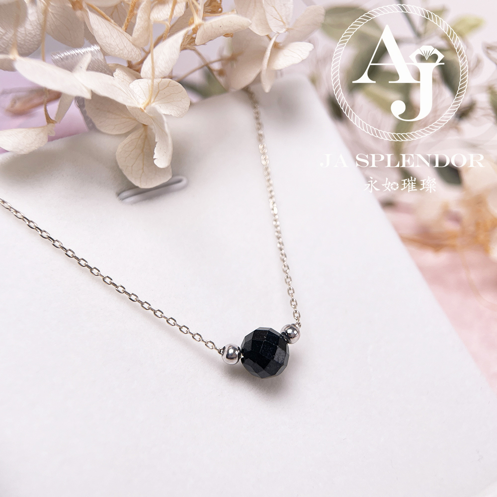 D-06B 天然翡翠A玉 墨翠鑽石切割平安幸運純銀手鏈