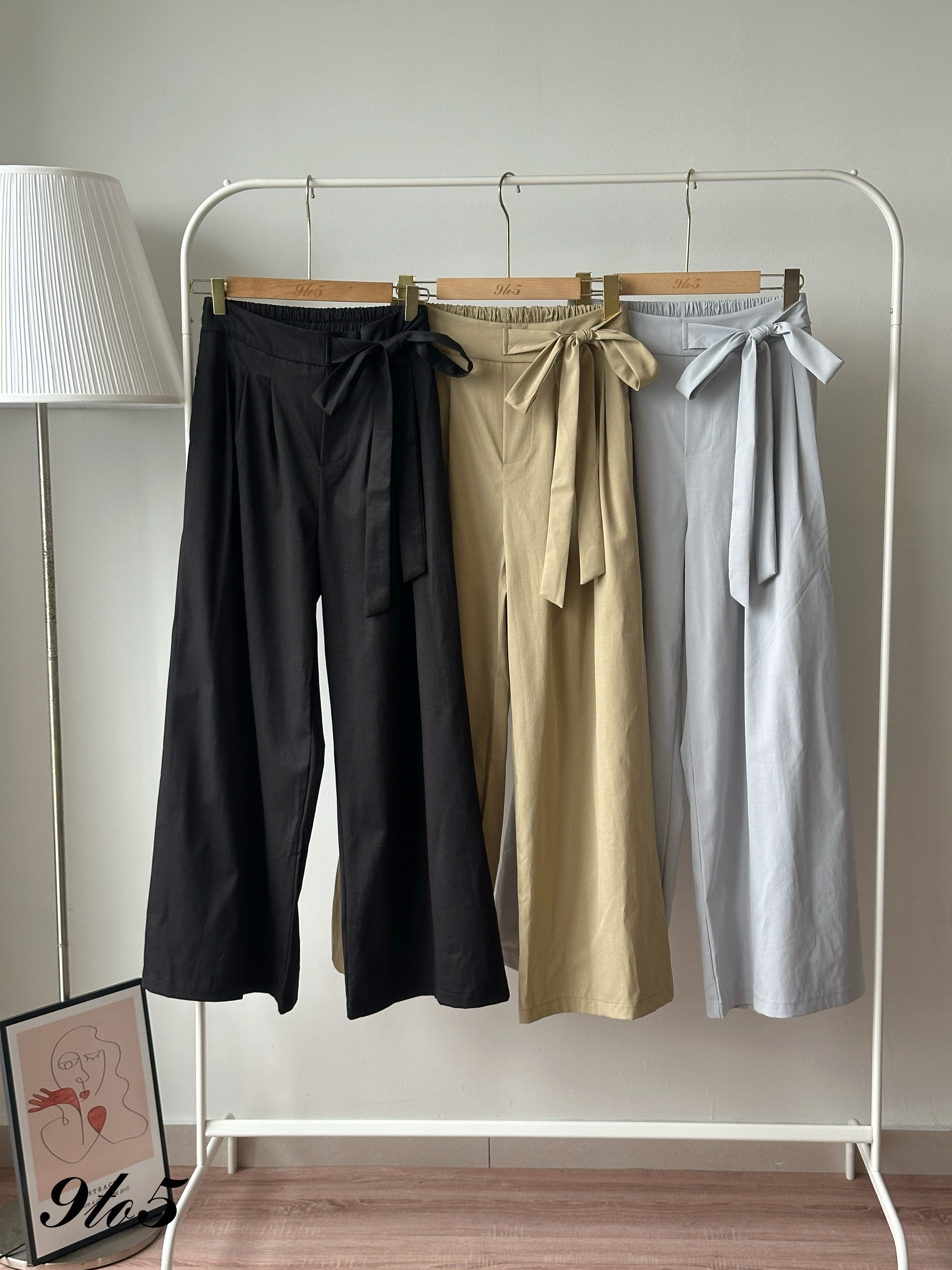 S1976 Side-tie Wide Leg Pants - 3 Colors 