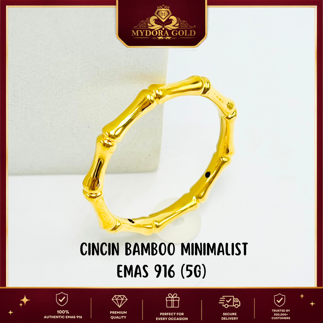 MYDORA Cincin Bamboo Minimalist EMAS 999/24K & EMAS 916/22K