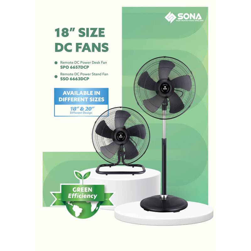 SONA 18” Remote DC Power Stand Fan SSO 6663DCP