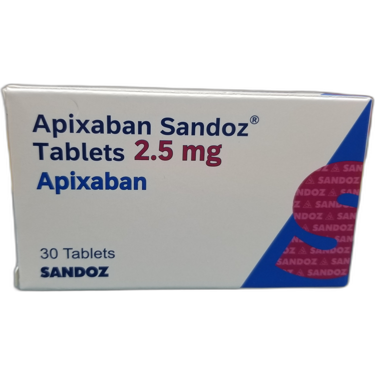 (ps)(wc)SANDOZ Apixaban 2.5mg Tablet 30’s (HK-67692)