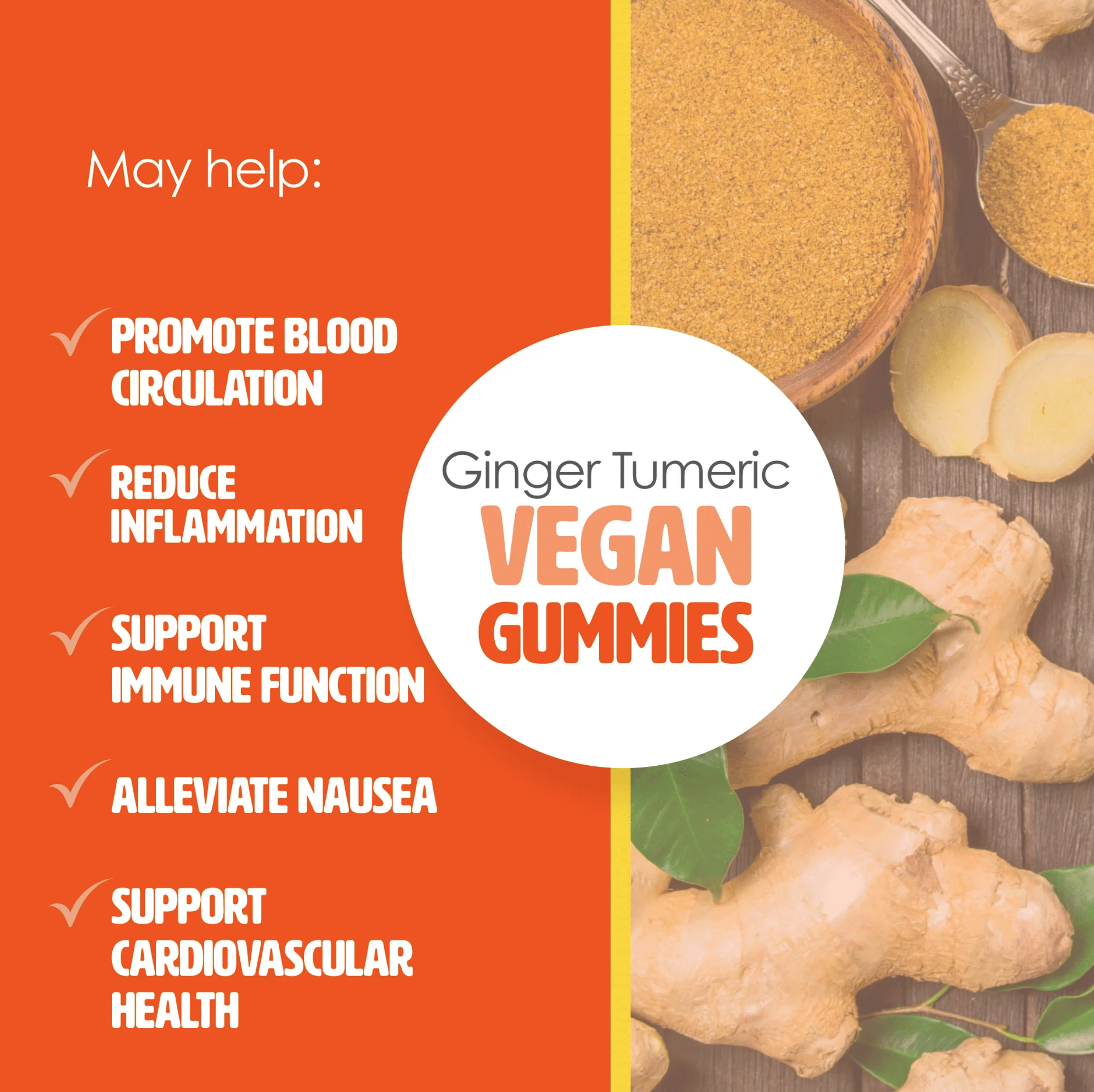 無糖薑黃薑根軟糖（Ginger Turmeric Gummies） (2樽裝 每樽90粒）