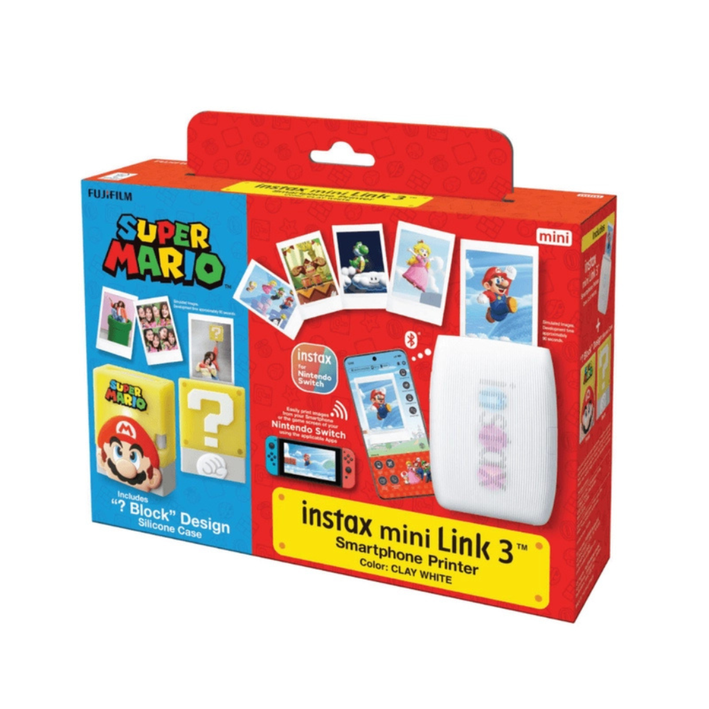 [原裝富士行貨富士一年保養] Fujifilm Instax mini Link 3 Super Mario 超級瑪利歐 問號磚塊手機相片打印機套裝 Fujifilm Instax mini Link 3 Super Mario Question Mark Brick Mobile Photo Printer Kit