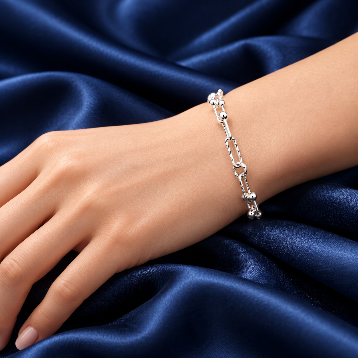 LB2344 Two Style Diamond Cutting Paper Clip Chain