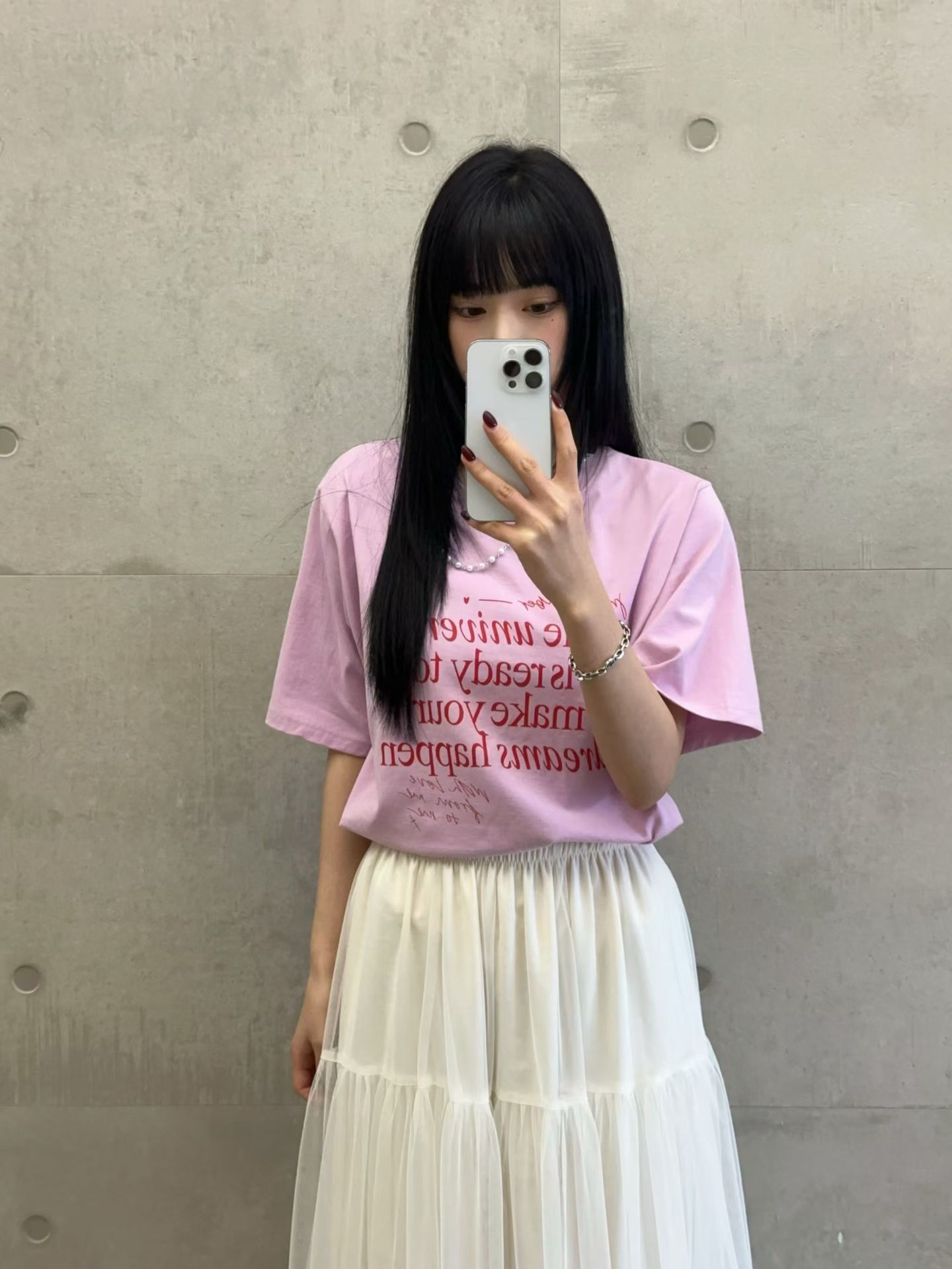 春裝英文字Tee(頸鏈可拆)