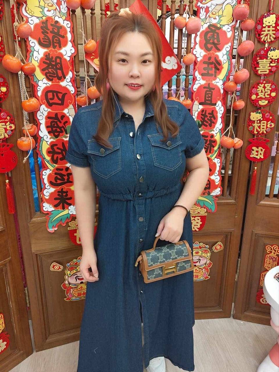 TW5215 胸围100-110Cm 牛仔长款连身裙 