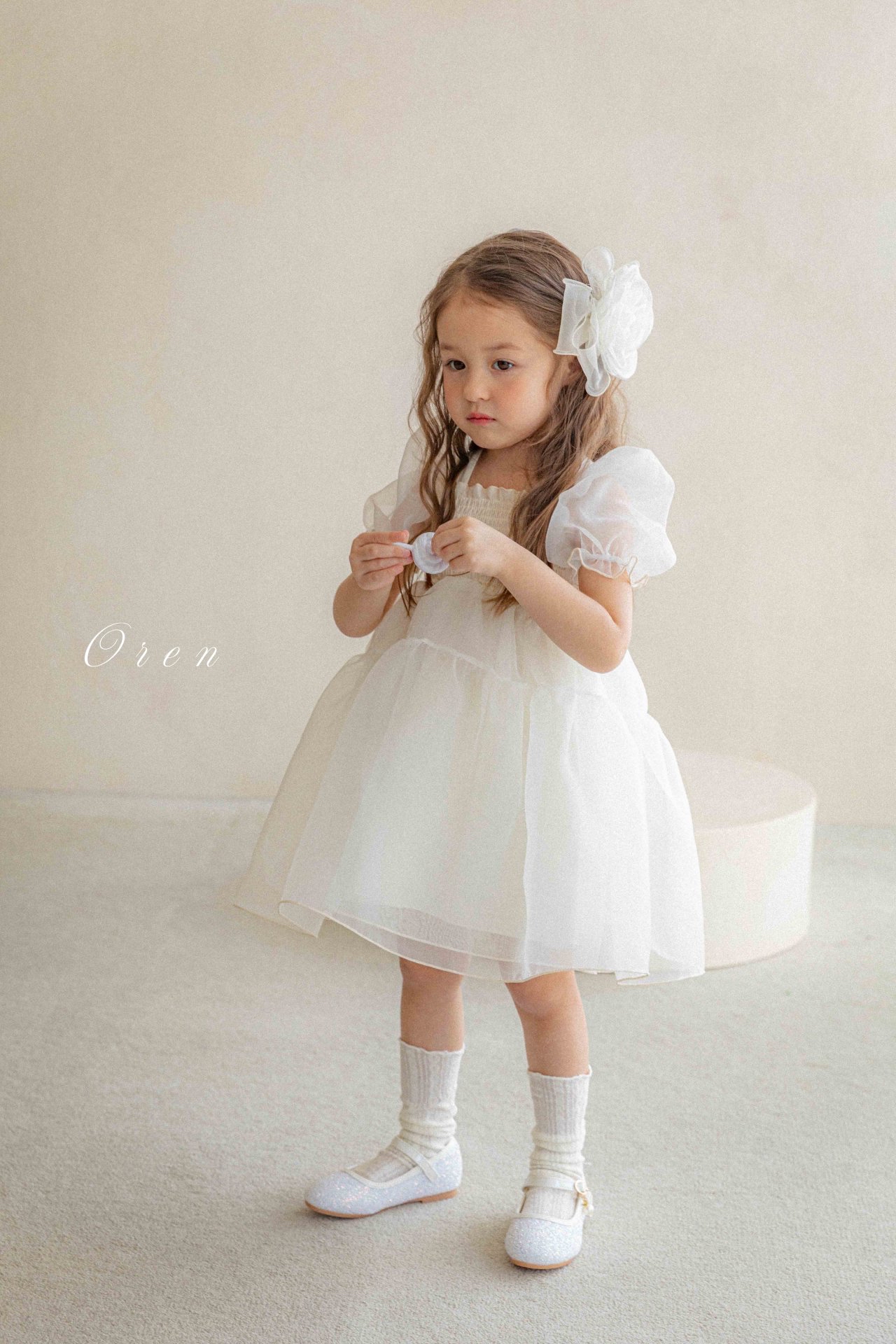 ☀️預訂 韓國直送☀️🇰🇷Oren兩色歐根紗泡泡袖包屁裙/連身裙