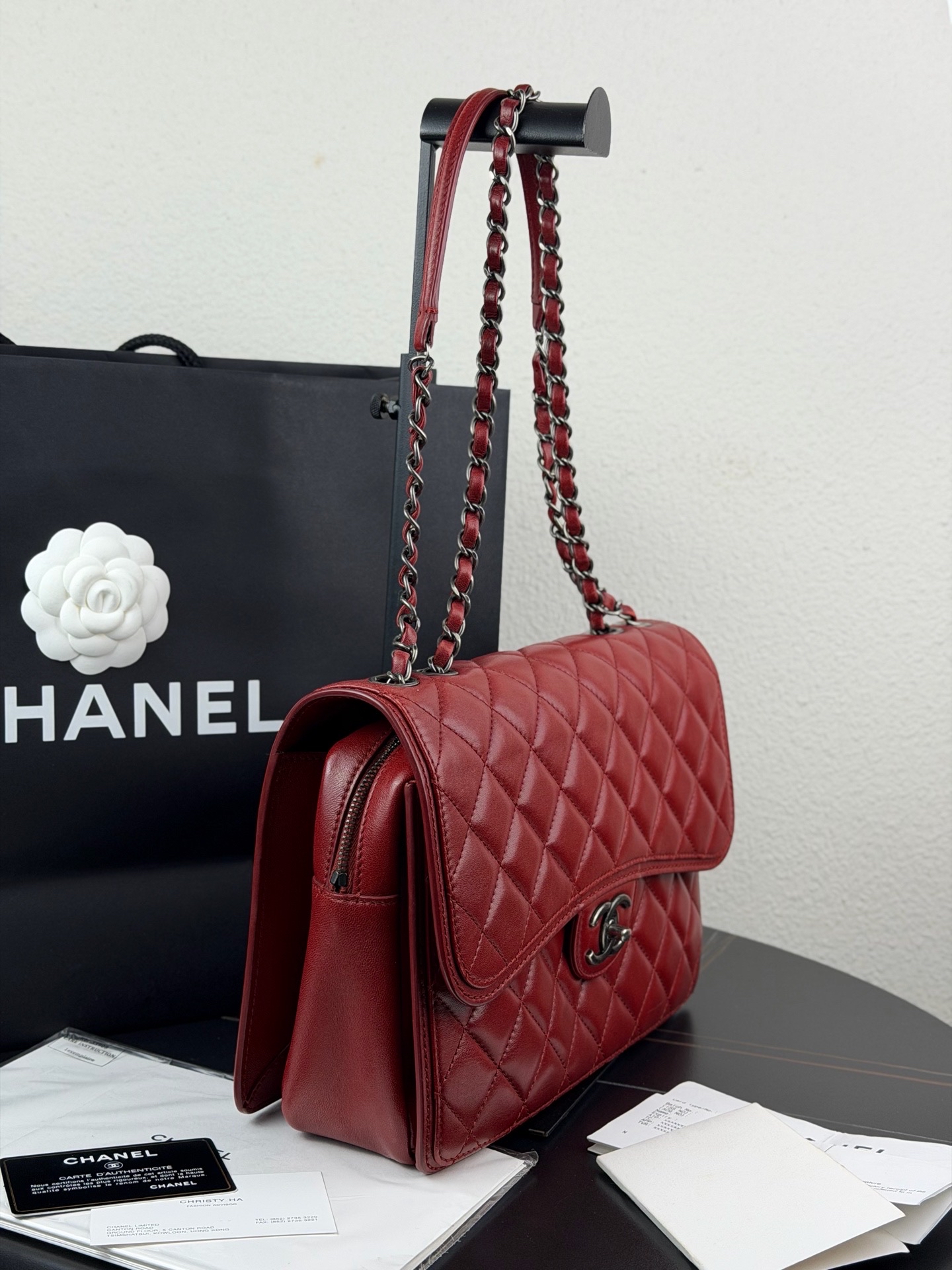 【預訂貨品】Chanel CF系列紅色羊皮郵差包