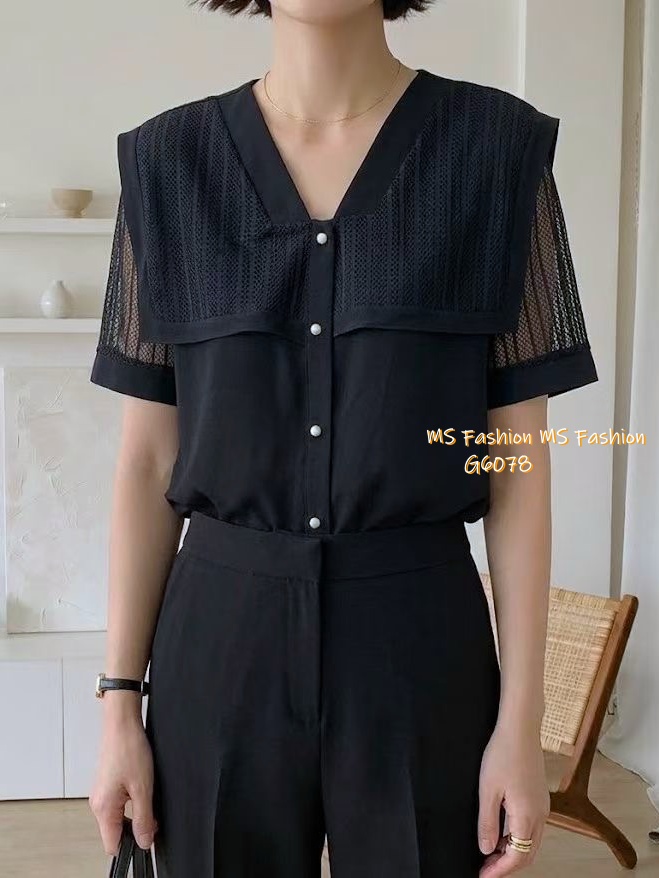 G6078 韓國🇰🇷靚料通花V領top