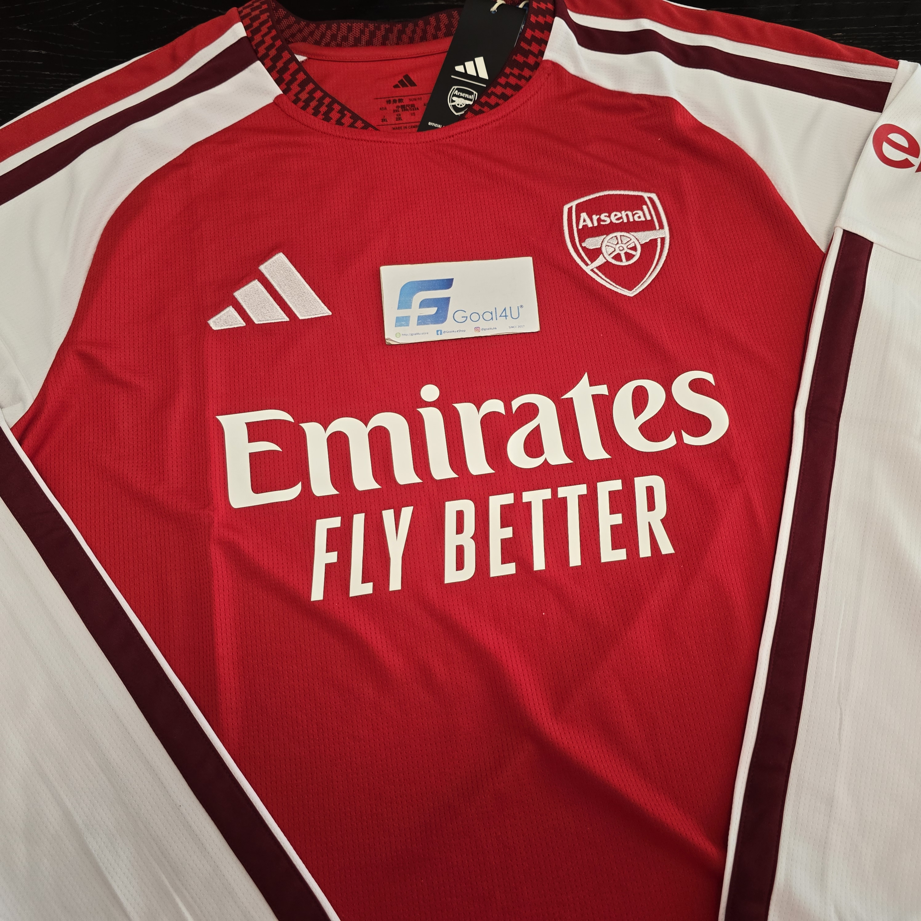 🔴⚪融合酋長球場建築美學 Adidas Arsenal 阿仙奴 2026-27 主場長袖球迷版球衣 (可加印字章) KB9950