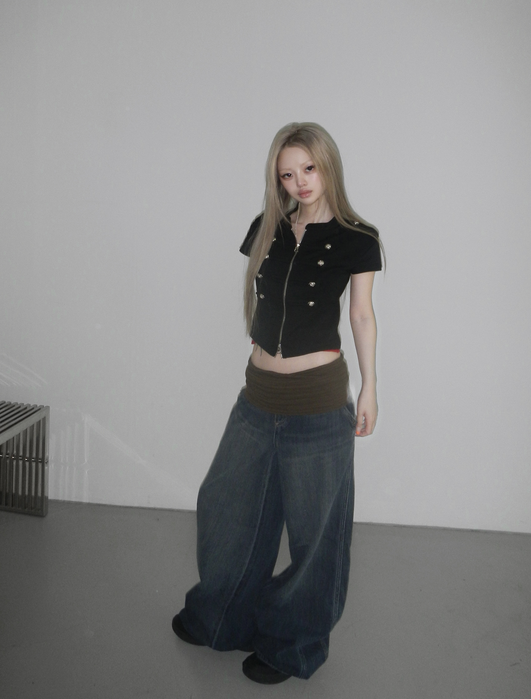 Napoleon Cropped Zip-Up Top