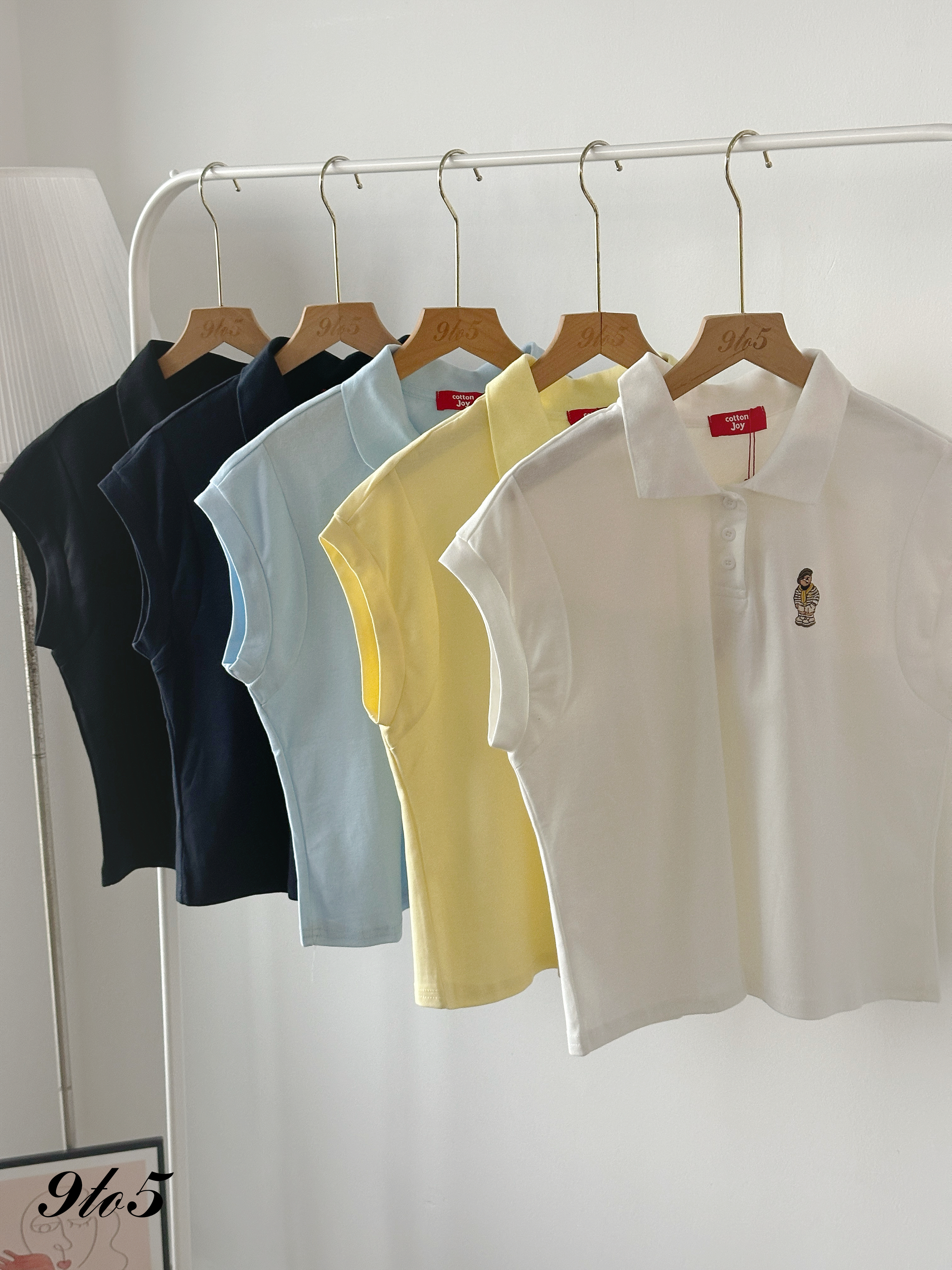 T4441 Embroidery Bear Polo Top - 5 Colors 