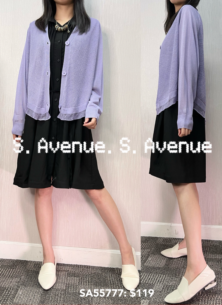 SA55777: 長袖有鈕下紗小蝙蝠線外套