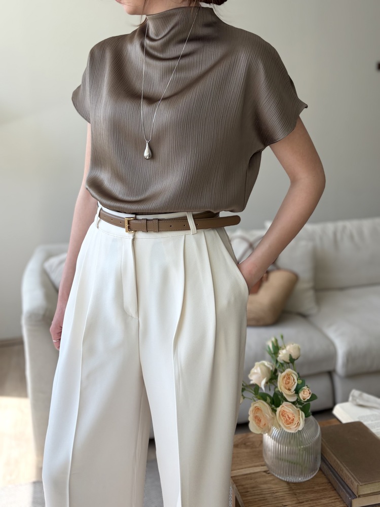 Timeless Pleated Flow Pants (Ivory)