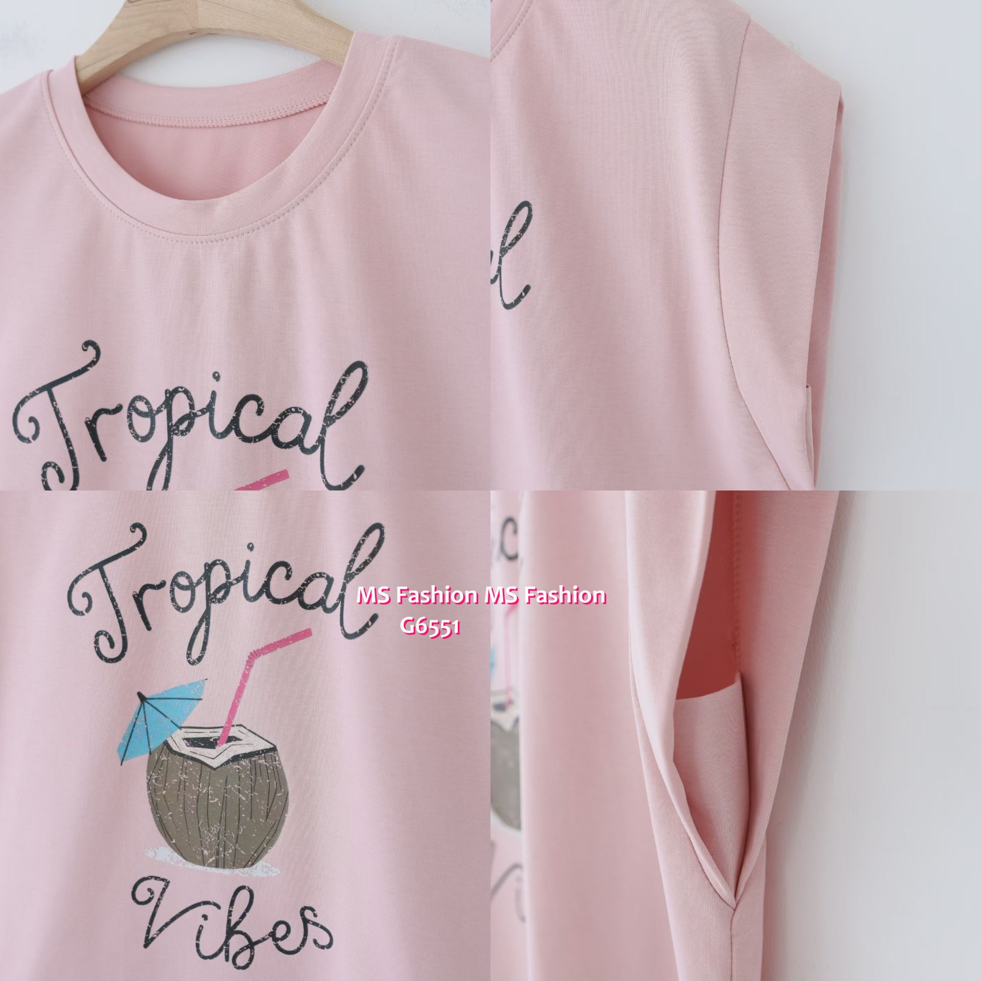 G6551 字母椰青print top