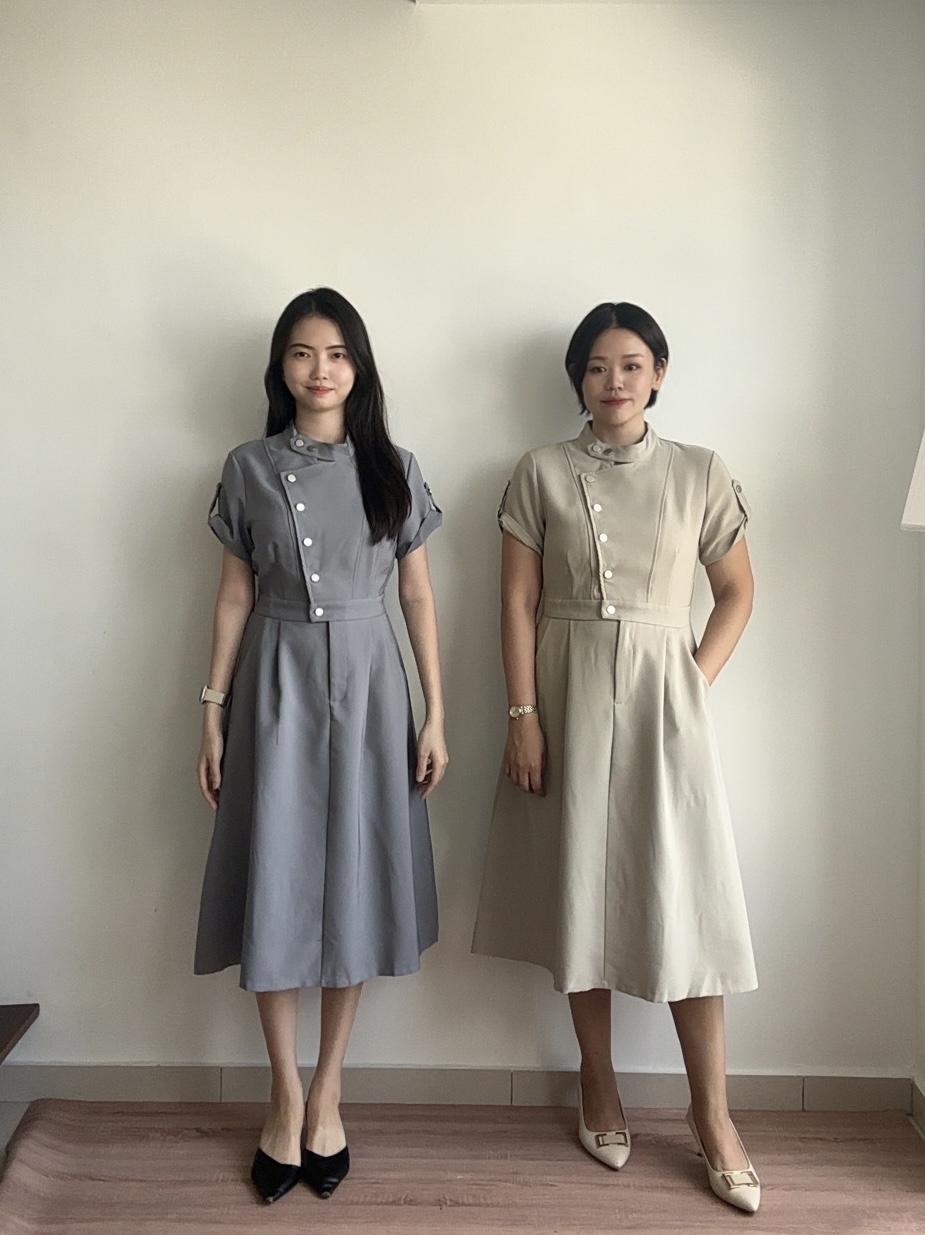 D2364 Stand Collar Dress - 3 Colors 