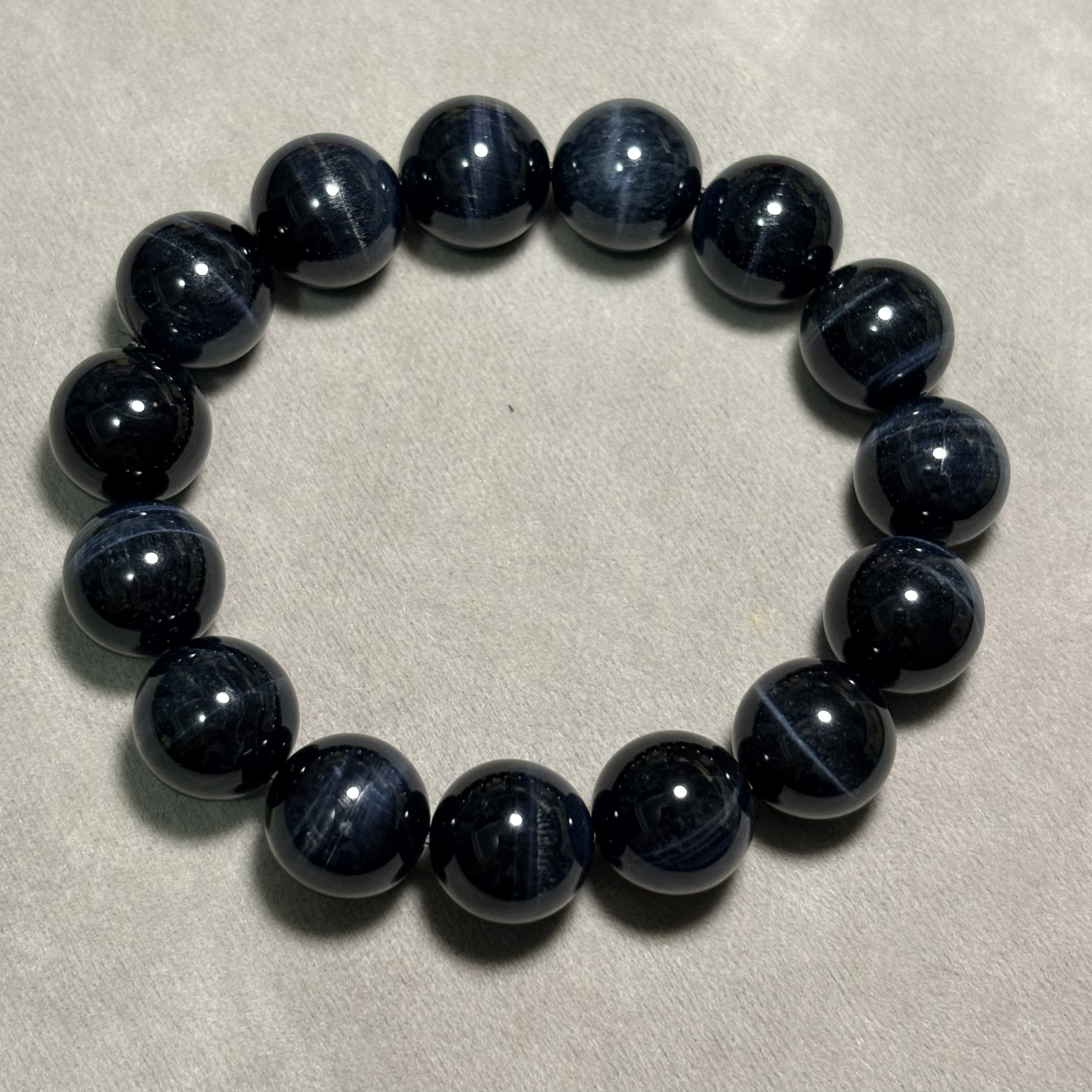 13.5mm藍虎眼石手串No. 3569｜規格：13.6mm珠16cm手圍
