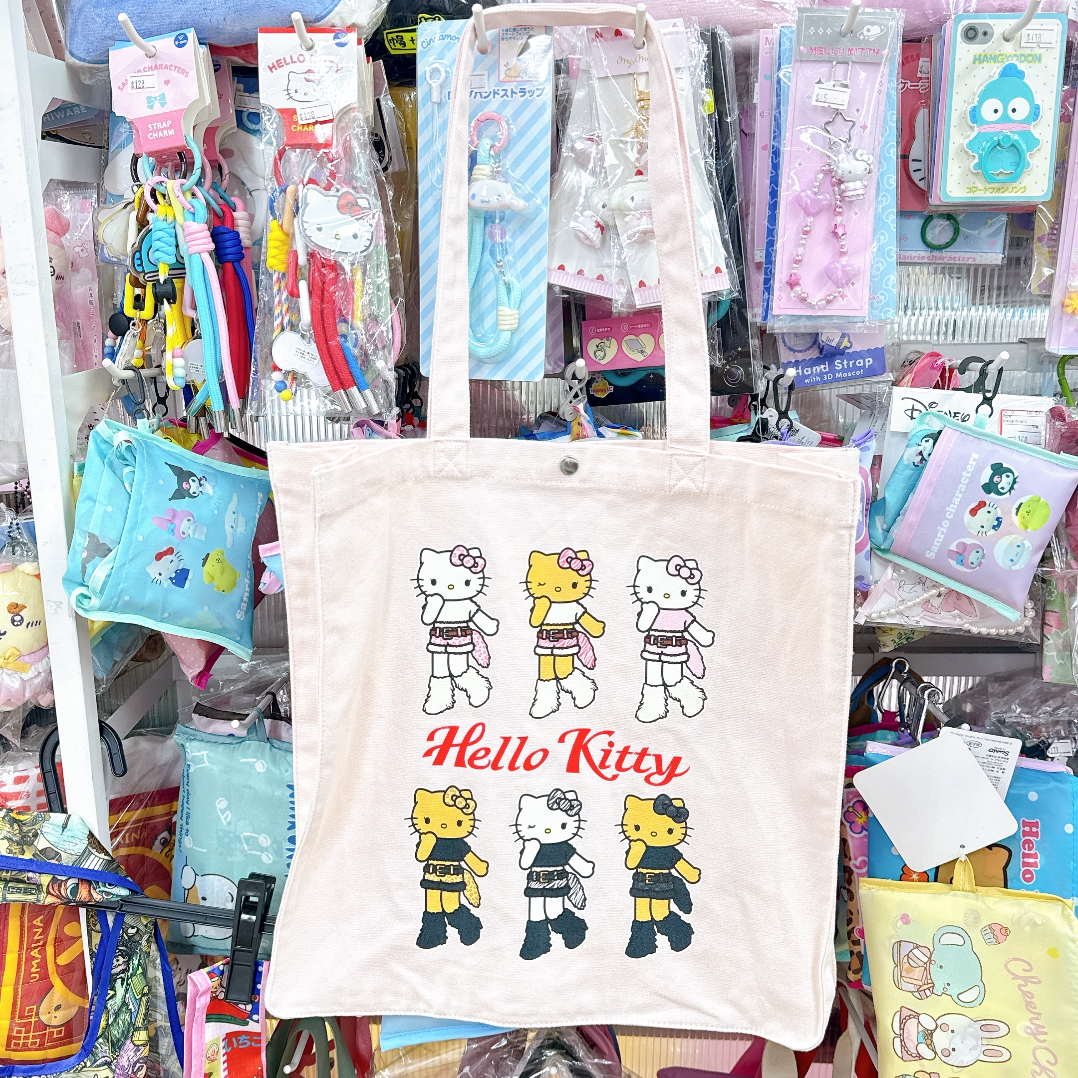 日本直送日本版kitty長腿可上膊帆布袋淺粉紅色