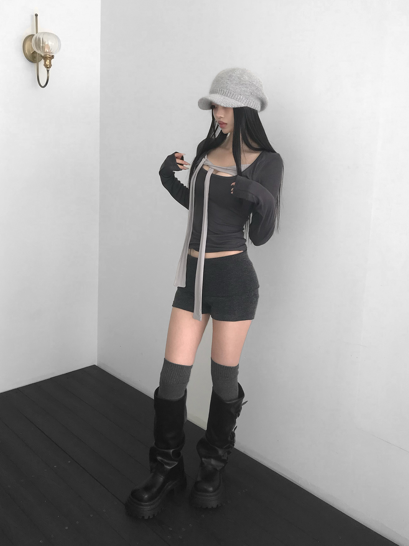 Knit Foldover Waist Mini Shorts