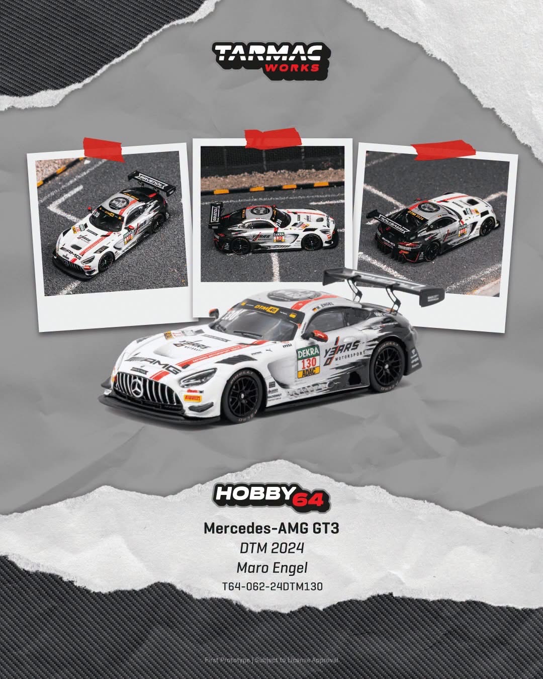(預訂 Pre Order) Tarmac Works  ( T64-062-24DTM130 ) Mercedes-AMG GT3 DTM 2024 Maro Engel