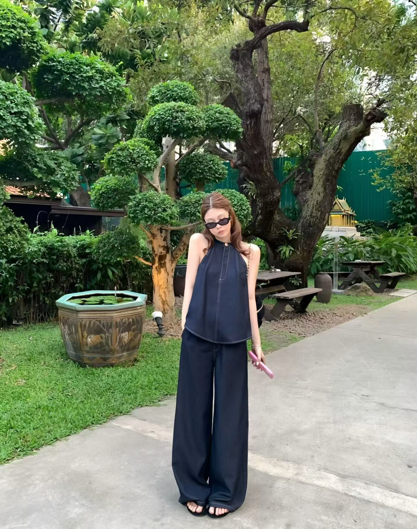 1827 Halter Backless Denim Set 挂脖露背牛仔套装