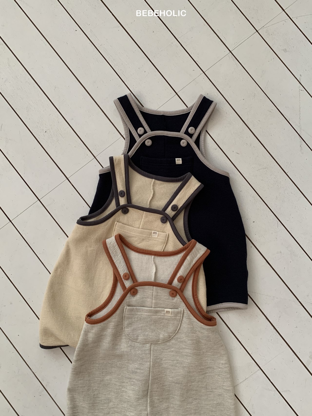 🌸預訂 韓國直送🌸🇰🇷BEBEHOLIC三色撞色吊帶工人褲