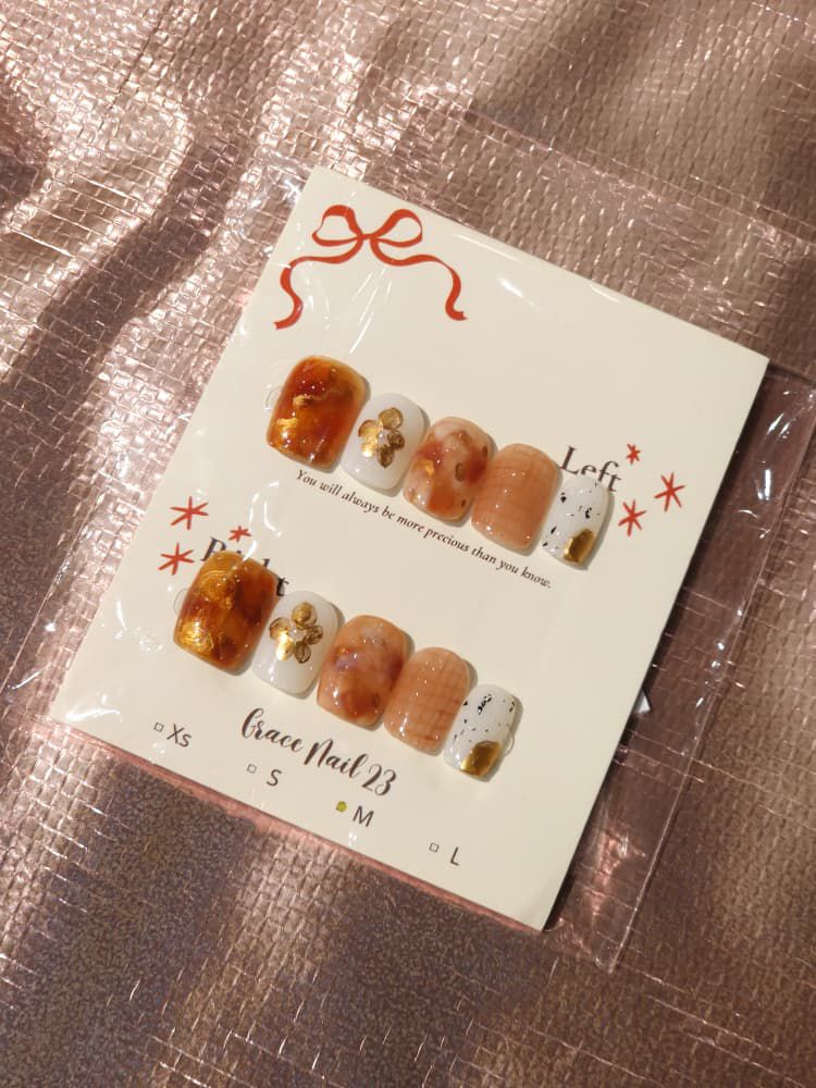 Golden Toffee Handcrafted Press-On Nails
