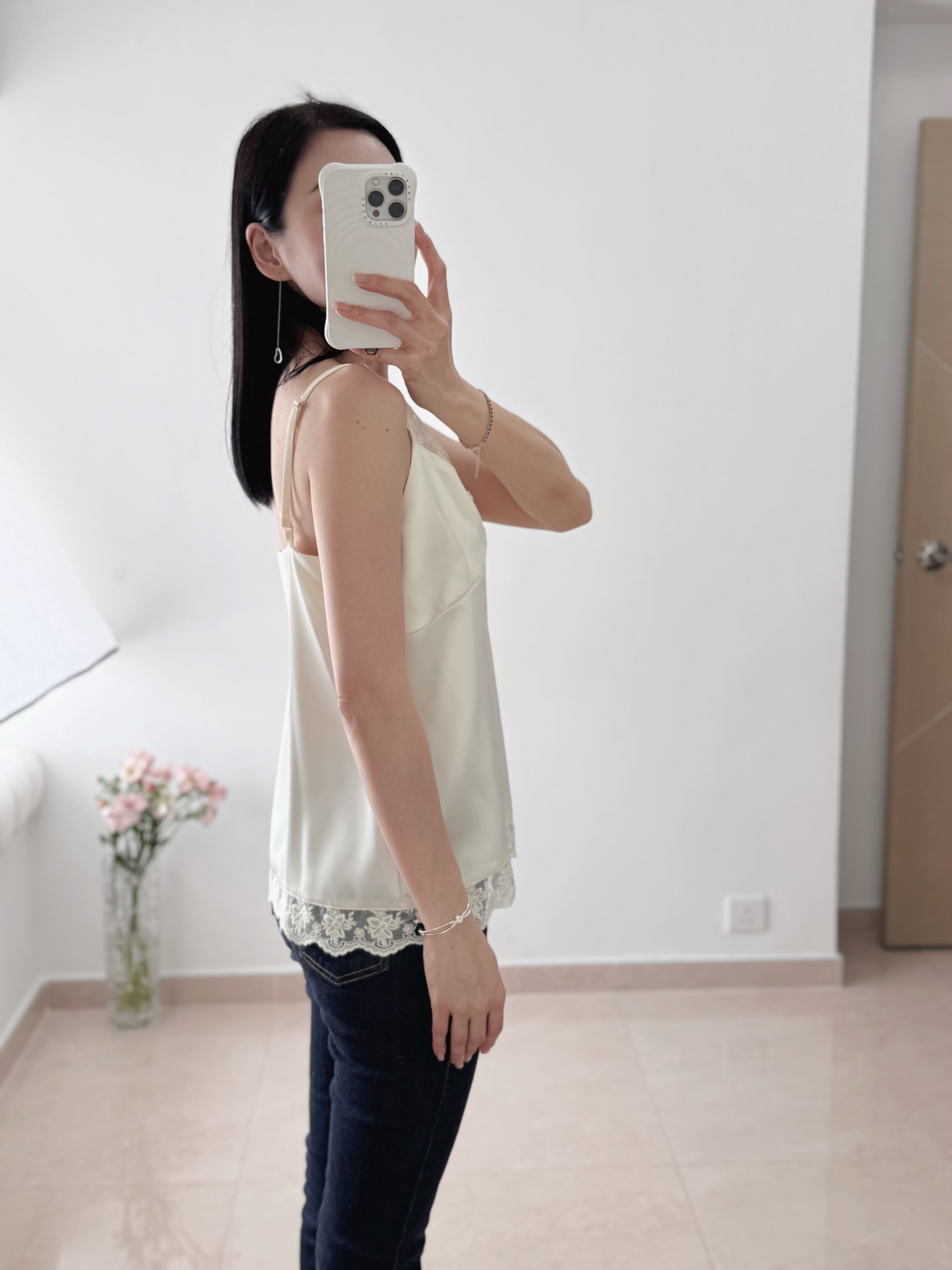 Elegant silky lace top
