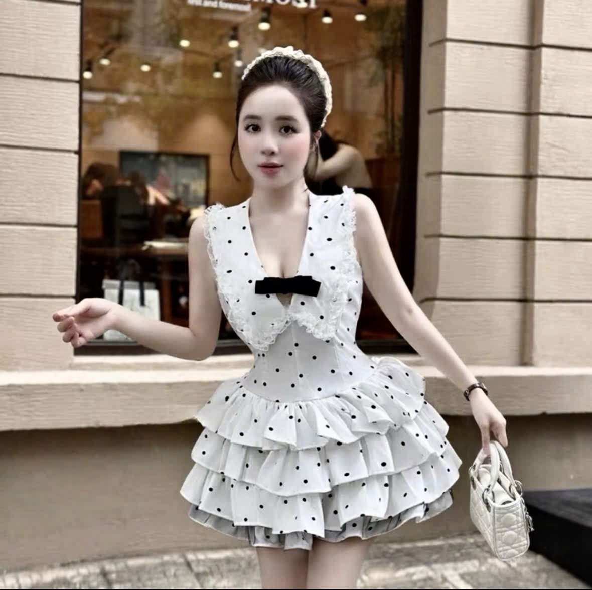 波點荷葉邊*甜美洛麗塔風两件套