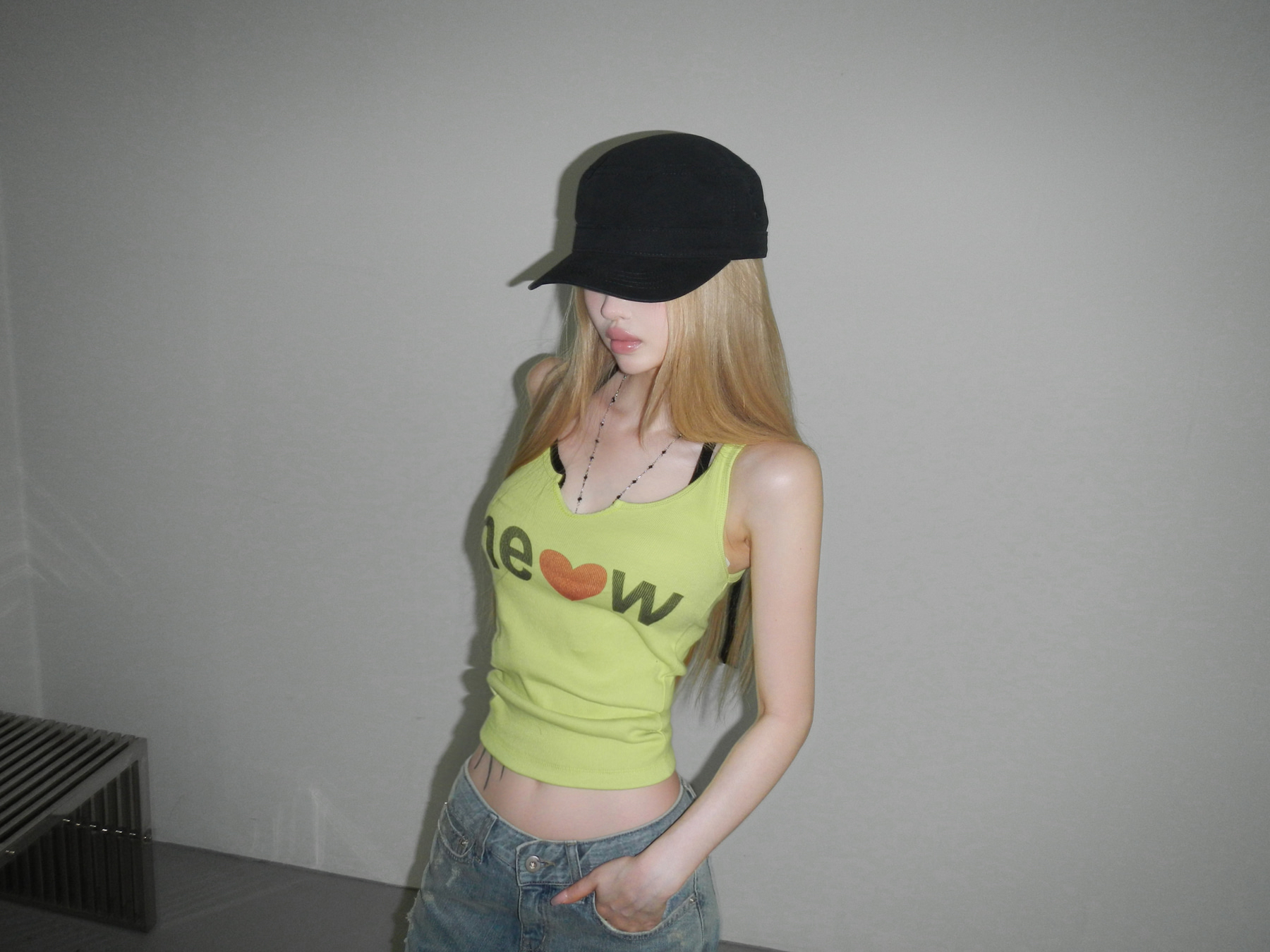 Ribbed Heart Graphic Tank Top