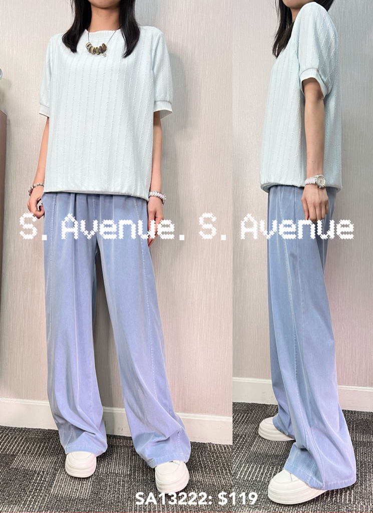 SA13222: 短袖撞色邊暗紋top