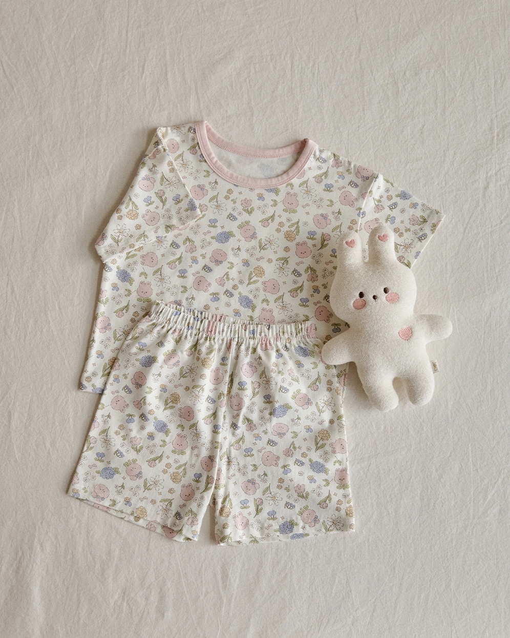 26S/S DTD夏日花草派對系列-莫代爾彈力5分袖上下套裝