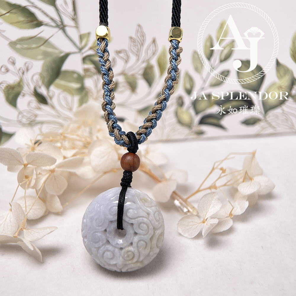 JN-3299 天然翡翠A玉 復古回紋順利招財黃翡精工雕刻平安扣